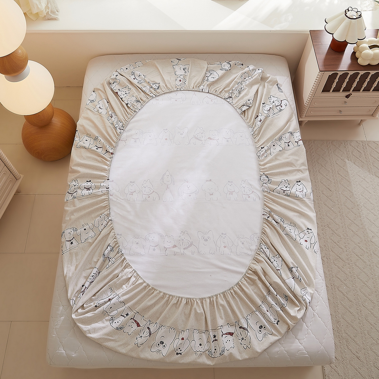 91家纺网 家纺一手货源 找家纺 DoDo 兜兜 2026新款全棉纯棉磨毛印花单床笠 床笠单件 A版奥汀