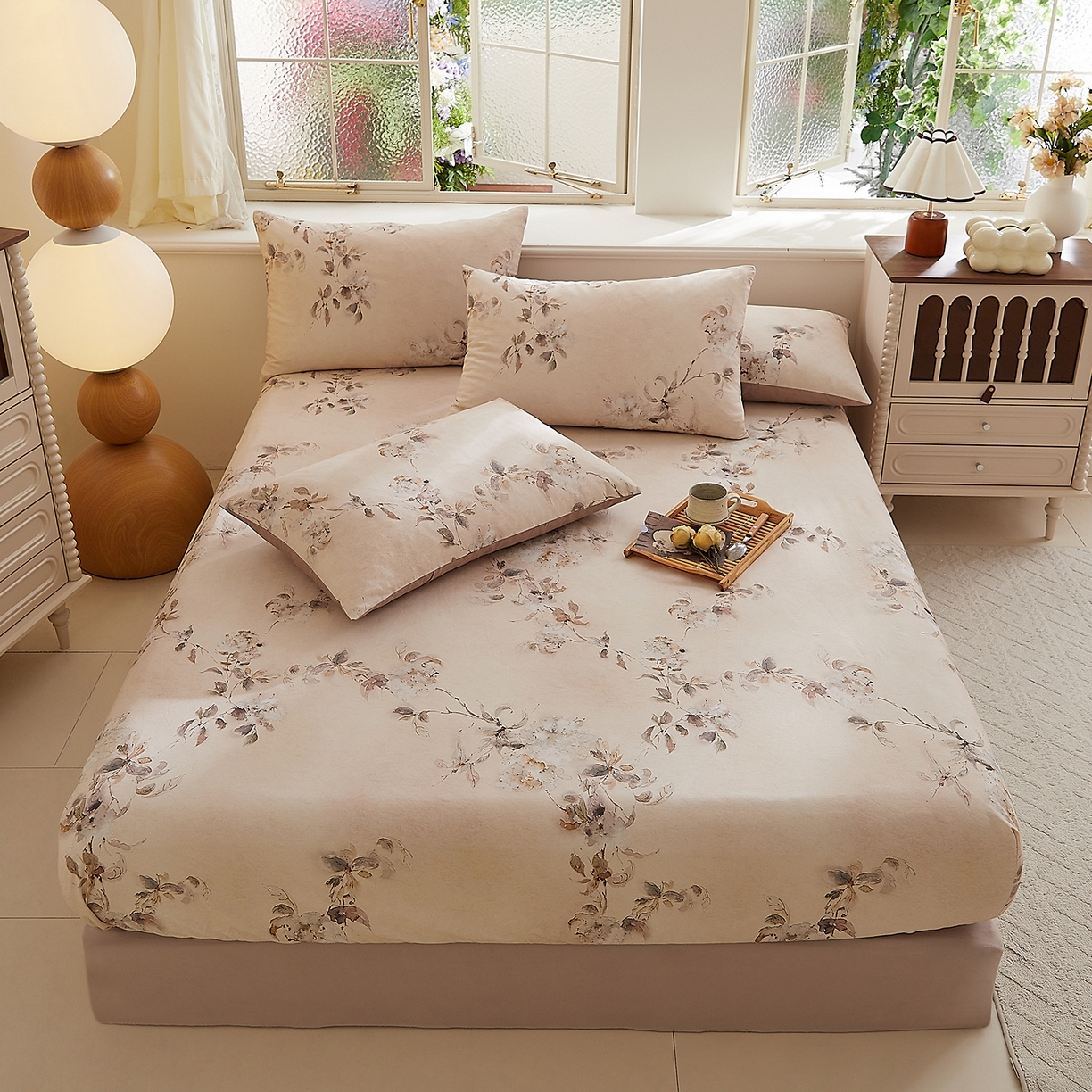 91家纺网 家纺一手货源 找家纺 DoDo 兜兜 2026新款全棉纯棉磨毛印花单床笠 床笠单件 A版花蔓