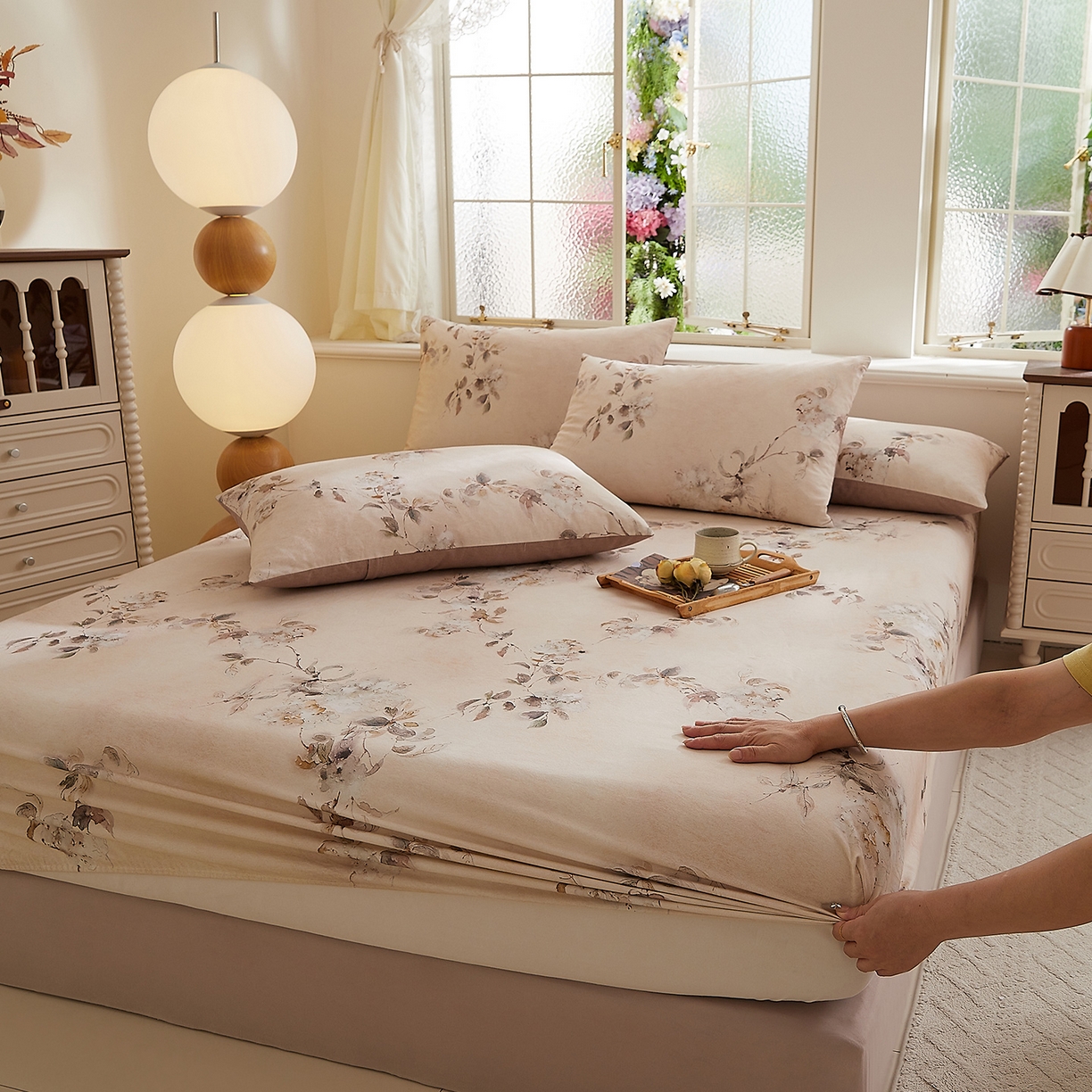 91家纺网 家纺一手货源 找家纺 DoDo 兜兜 2026新款全棉纯棉磨毛印花单床笠 床笠单件 A版花蔓