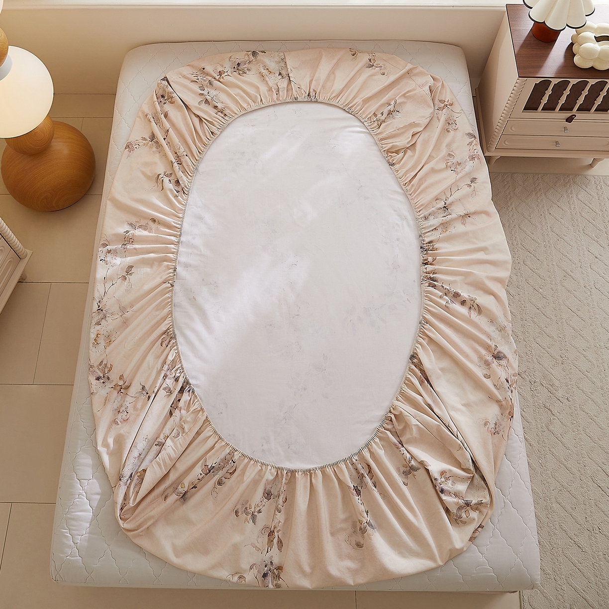 91家纺网 家纺一手货源 找家纺 DoDo 兜兜 2026新款全棉纯棉磨毛印花单床笠 床笠单件 A版花蔓