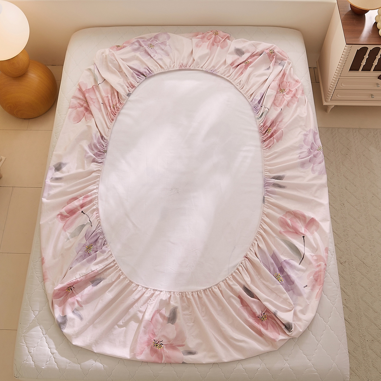 91家纺网 家纺一手货源 找家纺 DoDo 兜兜 2026新款全棉纯棉磨毛印花单床笠 床笠单件 A版静影