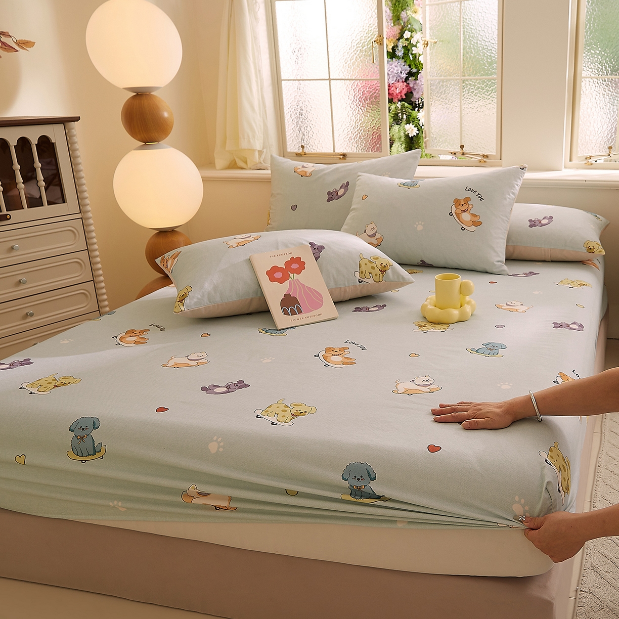 91家纺网 家纺一手货源 找家纺 DoDo 兜兜 2026新款全棉纯棉磨毛印花单床笠 床笠单件 A版俏皮狗