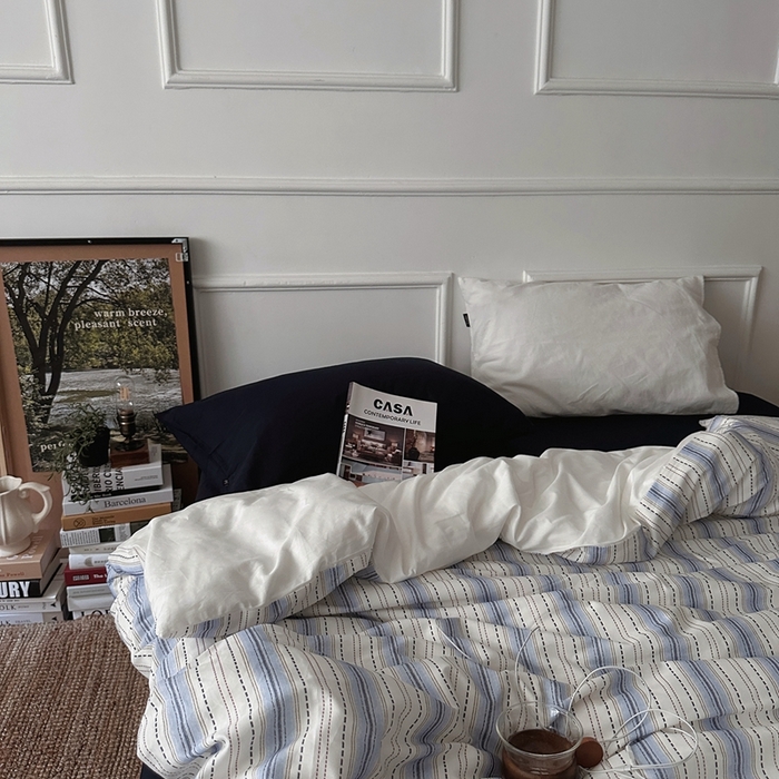 91家纺网 家纺一手货源 找家纺 （总）柚可家居 2025新款40支色织全棉纯棉四件套 冰岛叙事（会员-5元）