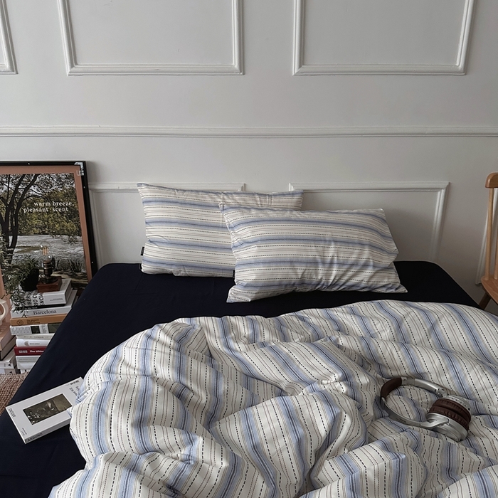 柚可家居 2025新款40支色织全棉纯棉四件套 冰岛叙事（会员-5元） 冰岛叙事（枕套条纹）