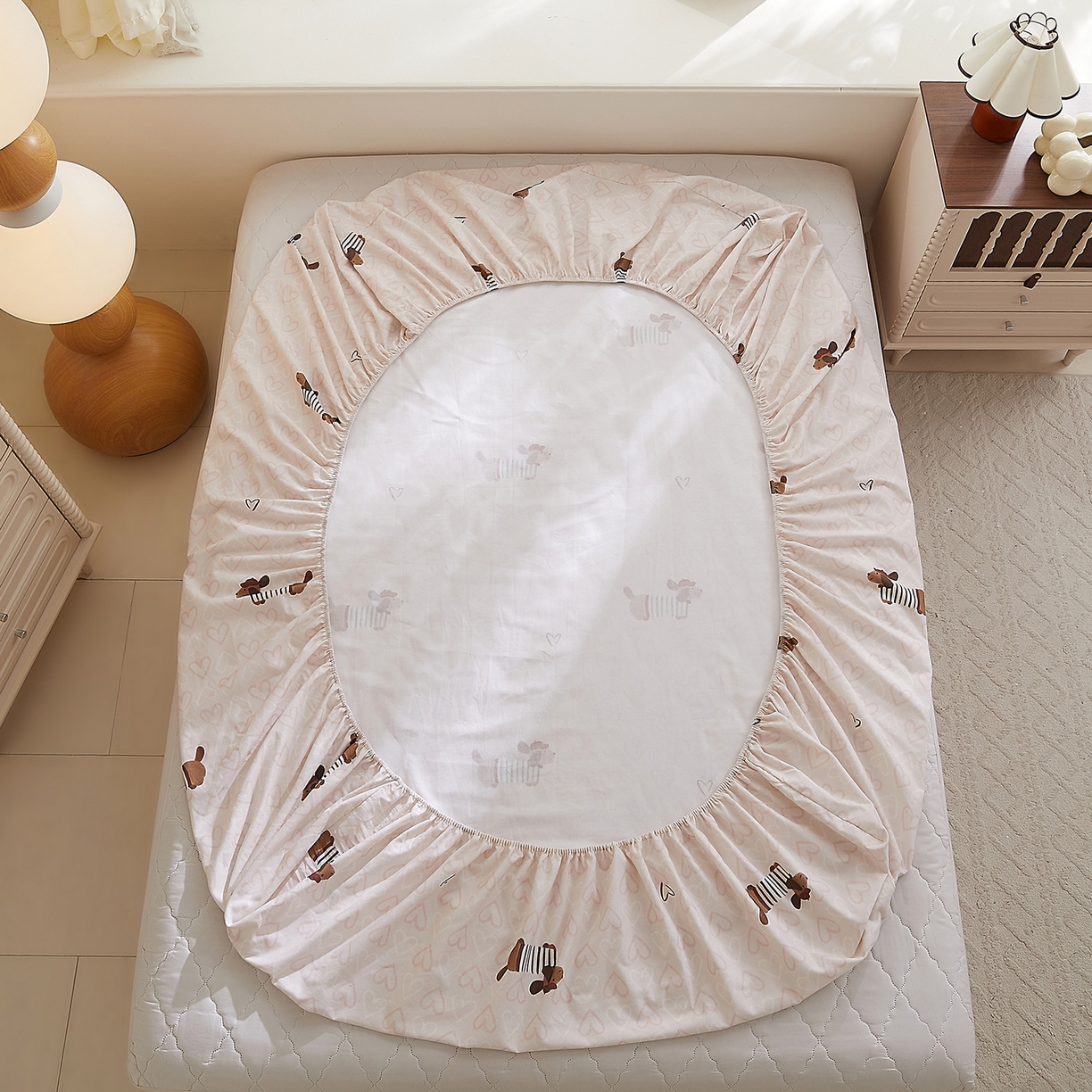 91家纺网 家纺一手货源 找家纺 DoDo 兜兜 2026新款全棉纯棉磨毛印花单床笠 床笠单件 A版旺趣