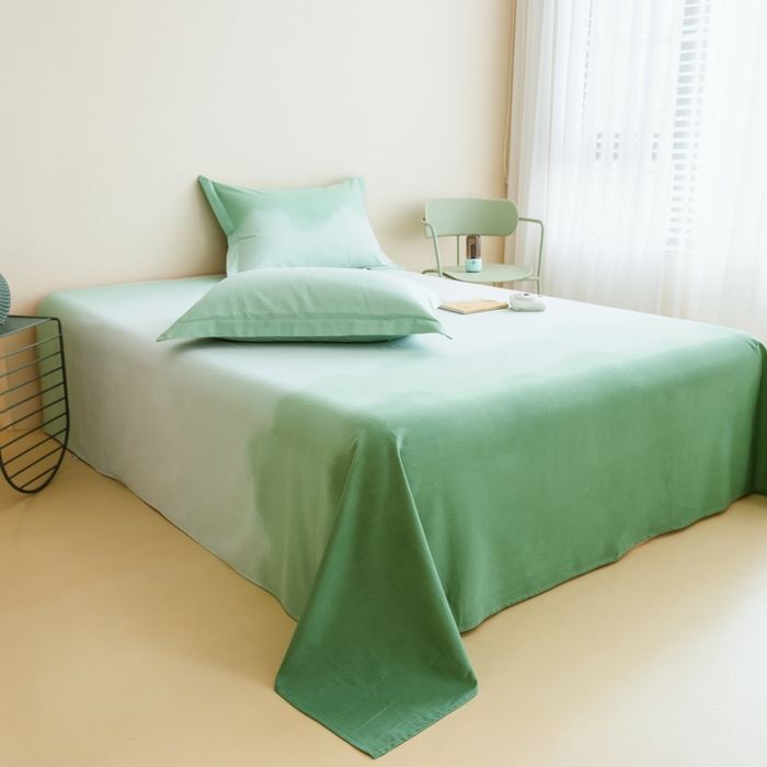 91家纺网 家纺一手货源 找家纺 印季家纺 2025新款全棉纯棉加厚混纺磨毛淡墨痕四件套 淡墨痕-绿