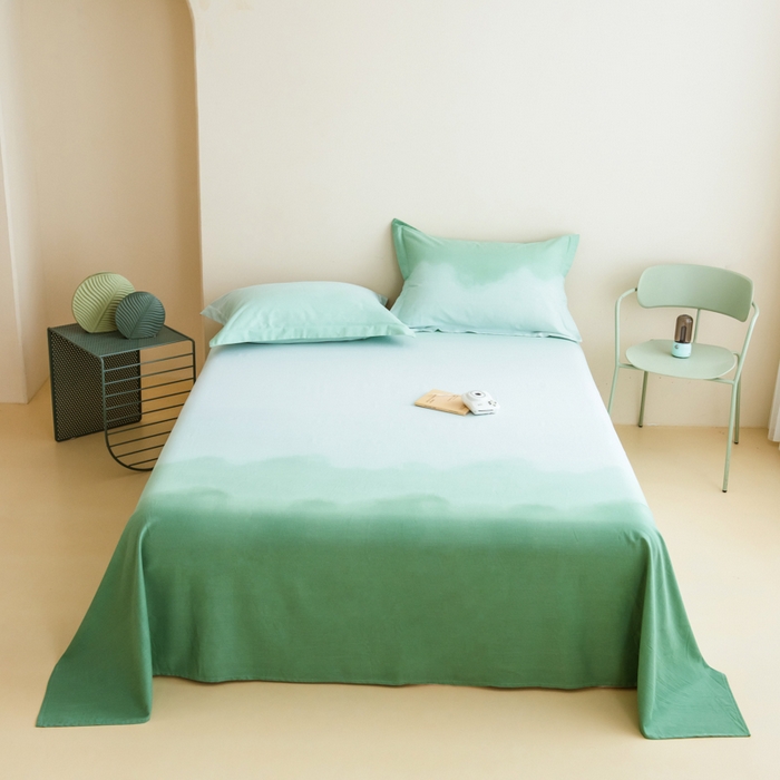 91家纺网 家纺一手货源 找家纺 印季家纺 2025新款全棉纯棉加厚混纺磨毛淡墨痕四件套 淡墨痕-绿