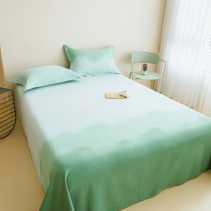 91家纺网 家纺一手货源 找家纺 印季家纺 2025新款全棉纯棉加厚混纺磨毛淡墨痕四件套 淡墨痕-绿