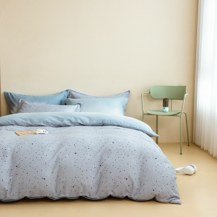 91家纺网 家纺一手货源 找家纺 印季家纺 2025新款全棉纯棉加厚混纺磨毛淡墨痕四件套 淡墨痕-兰