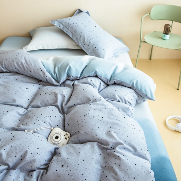 91家纺网 家纺一手货源 找家纺 印季家纺 2025新款全棉纯棉加厚混纺磨毛淡墨痕四件套 淡墨痕-兰