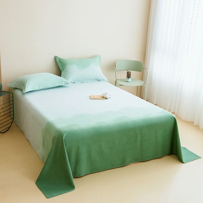 91家纺网 家纺一手货源 找家纺 印季家纺 2025新款全棉纯棉加厚混纺磨毛淡墨痕四件套 淡墨痕-绿