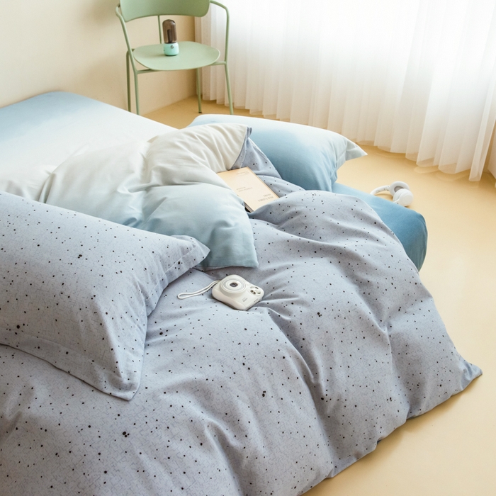 91家纺网 家纺一手货源 找家纺 印季家纺 2025新款全棉纯棉加厚混纺磨毛淡墨痕四件套 淡墨痕-兰