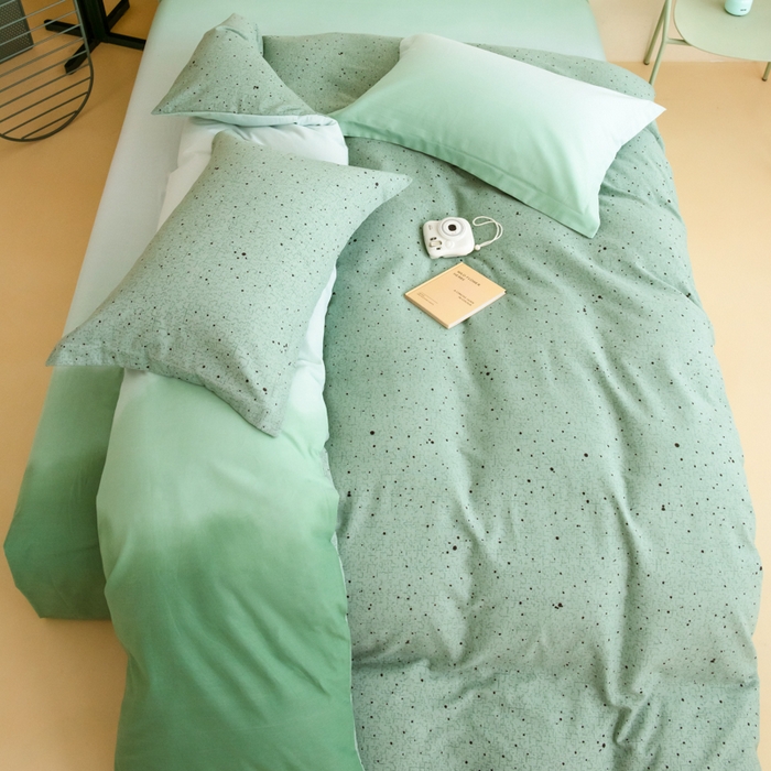 91家纺网 家纺一手货源 找家纺 印季家纺 2025新款全棉纯棉加厚混纺磨毛淡墨痕四件套 淡墨痕-绿