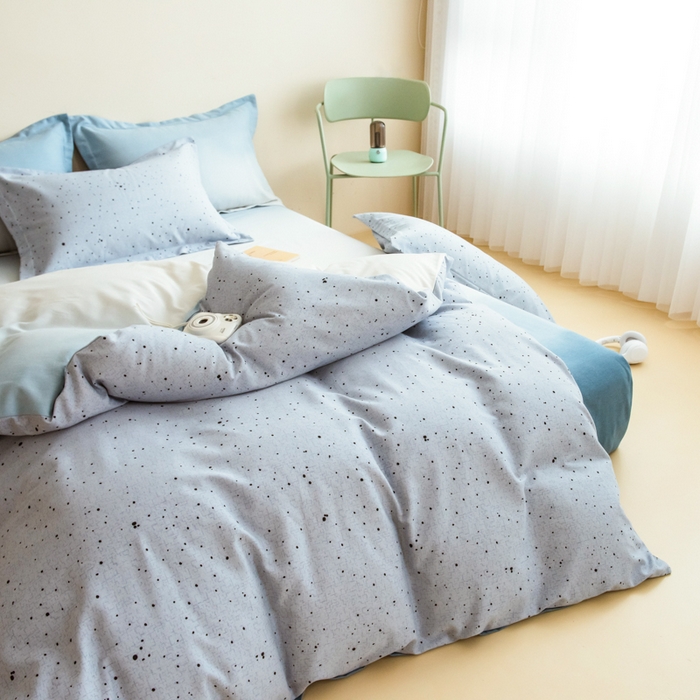 91家纺网 家纺一手货源 找家纺 印季家纺 2025新款全棉纯棉加厚混纺磨毛淡墨痕四件套 淡墨痕-兰