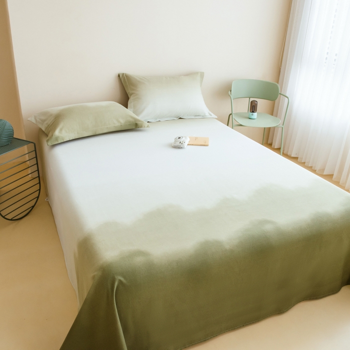 91家纺网 家纺一手货源 找家纺 印季家纺 2025新款全棉纯棉加厚混纺磨毛淡墨痕四件套 淡墨痕-深绿