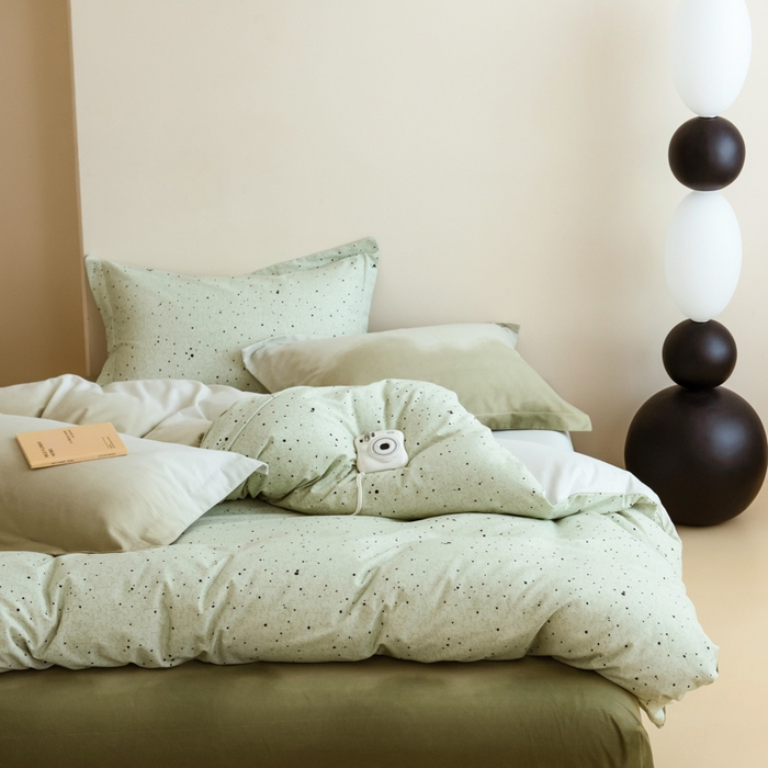 91家纺网 家纺一手货源 找家纺 印季家纺 2025新款全棉纯棉加厚混纺磨毛淡墨痕四件套 淡墨痕-深绿