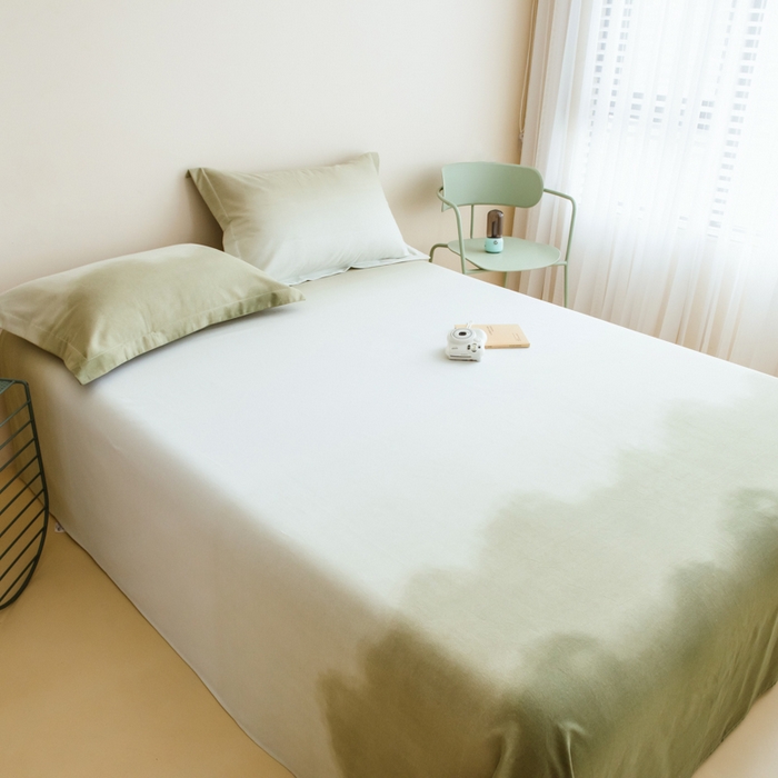 91家纺网 家纺一手货源 找家纺 印季家纺 2025新款全棉纯棉加厚混纺磨毛淡墨痕四件套 淡墨痕-深绿