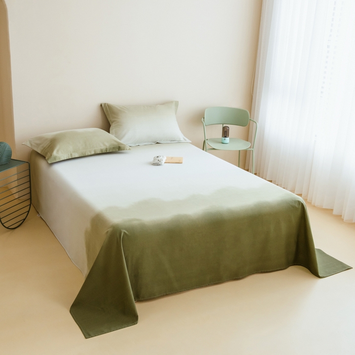 91家纺网 家纺一手货源 找家纺 印季家纺 2025新款全棉纯棉加厚混纺磨毛淡墨痕四件套 淡墨痕-深绿