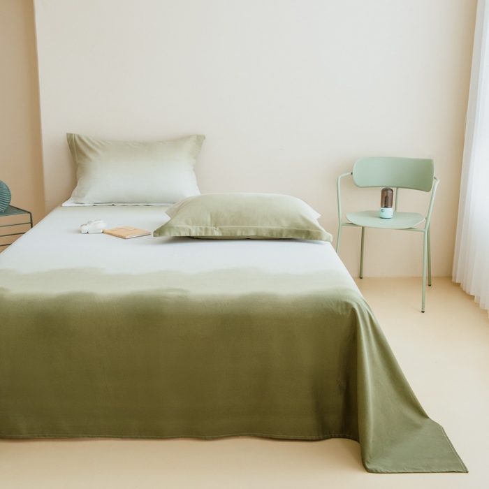 91家纺网 家纺一手货源 找家纺 印季家纺 2025新款全棉纯棉加厚混纺磨毛淡墨痕四件套 淡墨痕-深绿