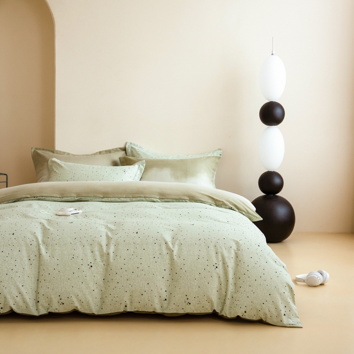 91家纺网 家纺一手货源 找家纺 印季家纺 2025新款全棉纯棉加厚混纺磨毛淡墨痕四件套 淡墨痕-深绿