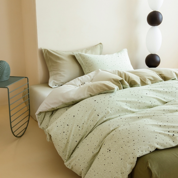 91家纺网 家纺一手货源 找家纺 印季家纺 2025新款全棉纯棉加厚混纺磨毛淡墨痕四件套 淡墨痕-深绿