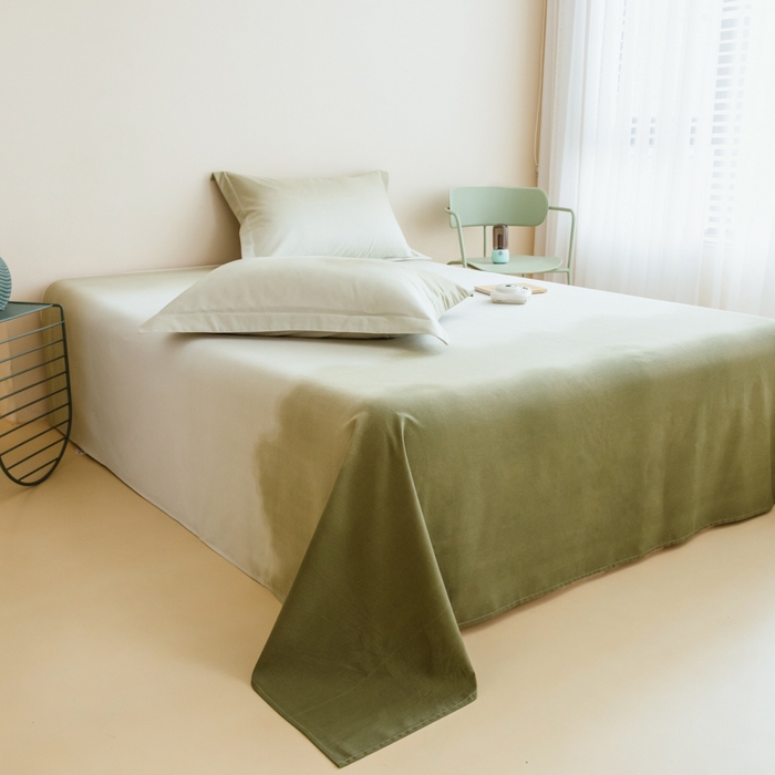 91家纺网 家纺一手货源 找家纺 印季家纺 2025新款全棉纯棉加厚混纺磨毛淡墨痕四件套 淡墨痕-深绿