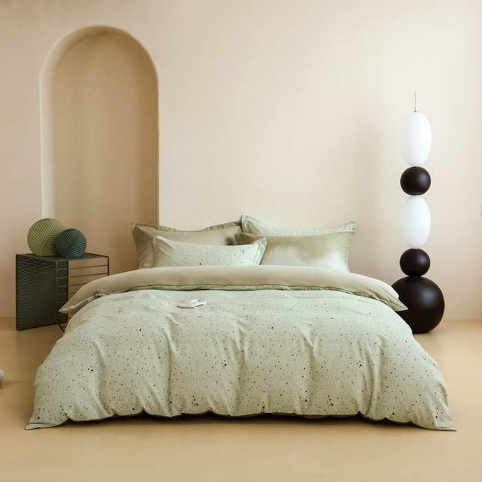 91家纺网 家纺一手货源 找家纺 印季家纺 2025新款全棉纯棉加厚混纺磨毛淡墨痕四件套 淡墨痕-深绿