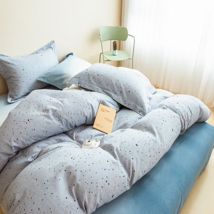 91家纺网 家纺一手货源 找家纺 印季家纺 2025新款全棉纯棉加厚混纺磨毛淡墨痕四件套 淡墨痕-兰