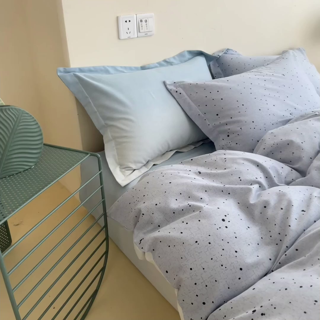 91家纺网 家纺一手货源 找家纺 印季家纺 2025新款全棉纯棉加厚混纺磨毛淡墨痕四件套 淡墨痕-兰