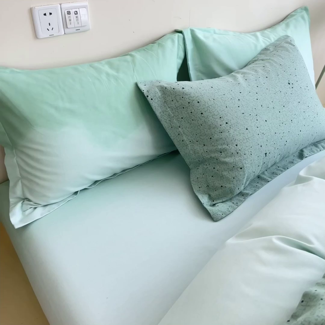 91家纺网 家纺一手货源 找家纺 印季家纺 2025新款全棉纯棉加厚混纺磨毛淡墨痕四件套 淡墨痕-绿