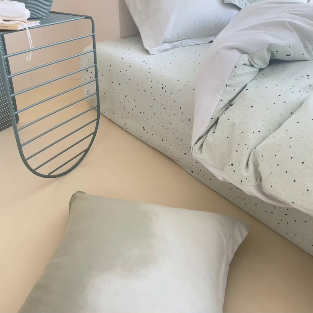 91家纺网 家纺一手货源 找家纺 印季家纺 2025新款全棉纯棉加厚混纺磨毛淡墨痕四件套 淡墨痕-深绿