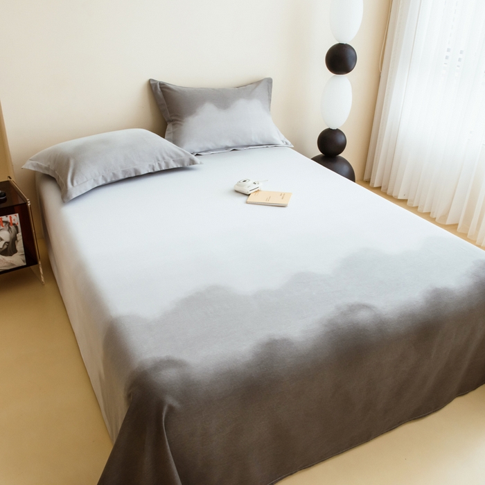 91家纺网 家纺一手货源 找家纺 印季家纺 2025新款全棉纯棉加厚混纺磨毛淡墨痕四件套 淡墨痕-米