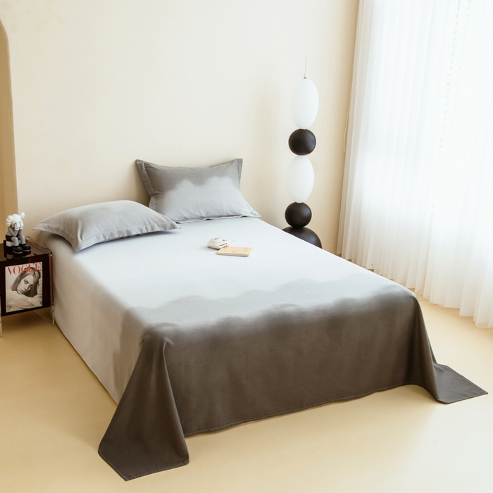 91家纺网 家纺一手货源 找家纺 印季家纺 2025新款全棉纯棉加厚混纺磨毛淡墨痕四件套 淡墨痕-米