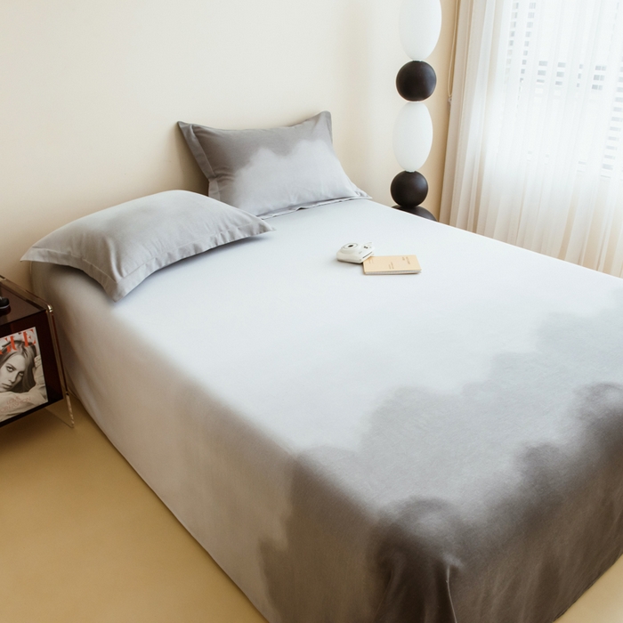 91家纺网 家纺一手货源 找家纺 印季家纺 2025新款全棉纯棉加厚混纺磨毛淡墨痕四件套 淡墨痕-米