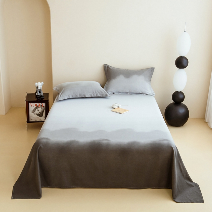 91家纺网 家纺一手货源 找家纺 印季家纺 2025新款全棉纯棉加厚混纺磨毛淡墨痕四件套 淡墨痕-米