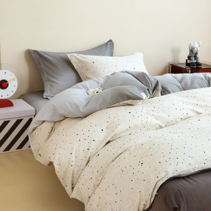 91家纺网 家纺一手货源 找家纺 印季家纺 2025新款全棉纯棉加厚混纺磨毛淡墨痕四件套 淡墨痕-米