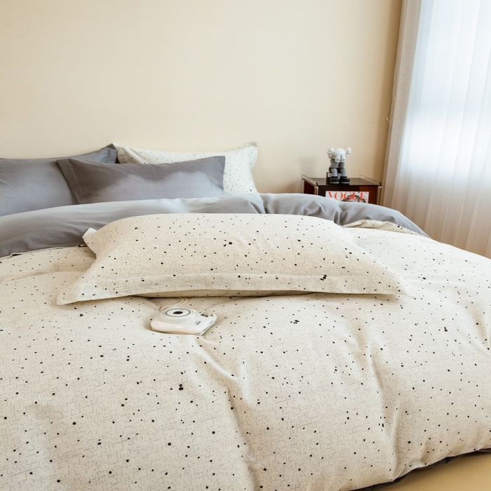 91家纺网 家纺一手货源 找家纺 印季家纺 2025新款全棉纯棉加厚混纺磨毛淡墨痕四件套 淡墨痕-米