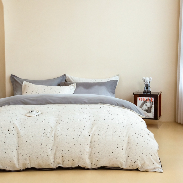 91家纺网 家纺一手货源 找家纺 印季家纺 2025新款全棉纯棉加厚混纺磨毛淡墨痕四件套 淡墨痕-米