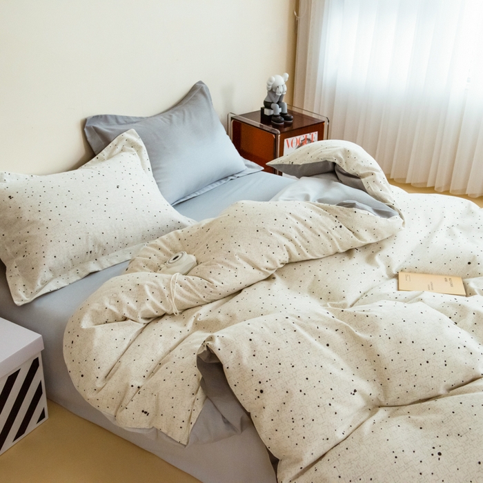 91家纺网 家纺一手货源 找家纺 印季家纺 2025新款全棉纯棉加厚混纺磨毛淡墨痕四件套 淡墨痕-米