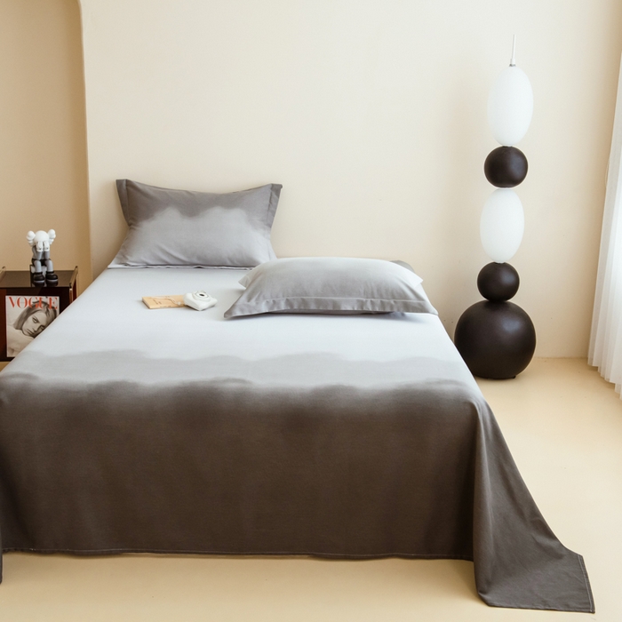 91家纺网 家纺一手货源 找家纺 印季家纺 2025新款全棉纯棉加厚混纺磨毛淡墨痕四件套 淡墨痕-米