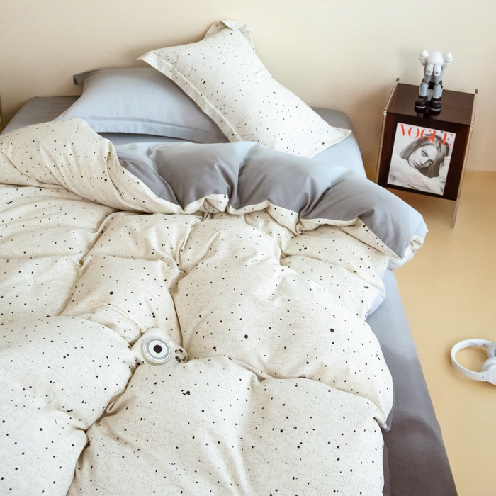 91家纺网 家纺一手货源 找家纺 印季家纺 2025新款全棉纯棉加厚混纺磨毛淡墨痕四件套 淡墨痕-米