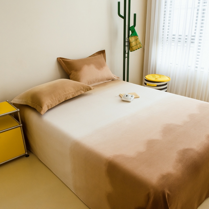 91家纺网 家纺一手货源 找家纺 印季家纺 2025新款全棉纯棉加厚混纺磨毛淡墨痕四件套 淡墨痕-棕