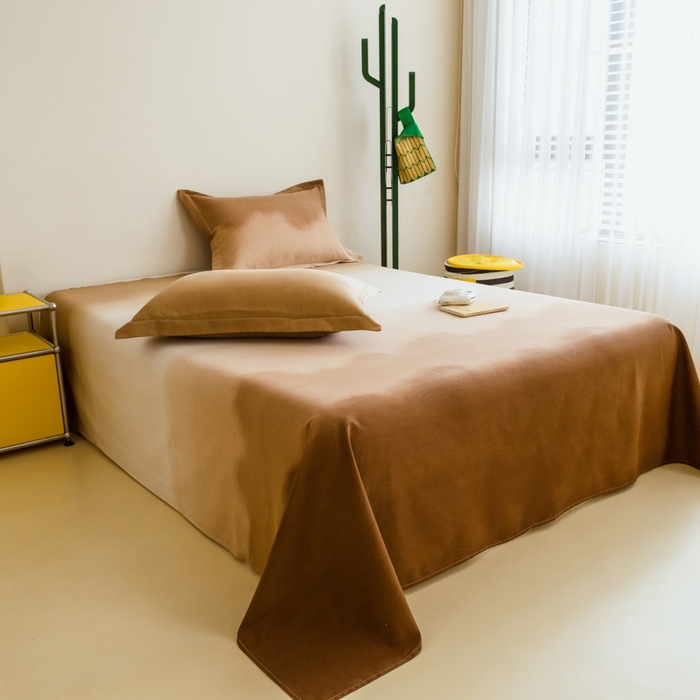 91家纺网 家纺一手货源 找家纺 印季家纺 2025新款全棉纯棉加厚混纺磨毛淡墨痕四件套 淡墨痕-棕