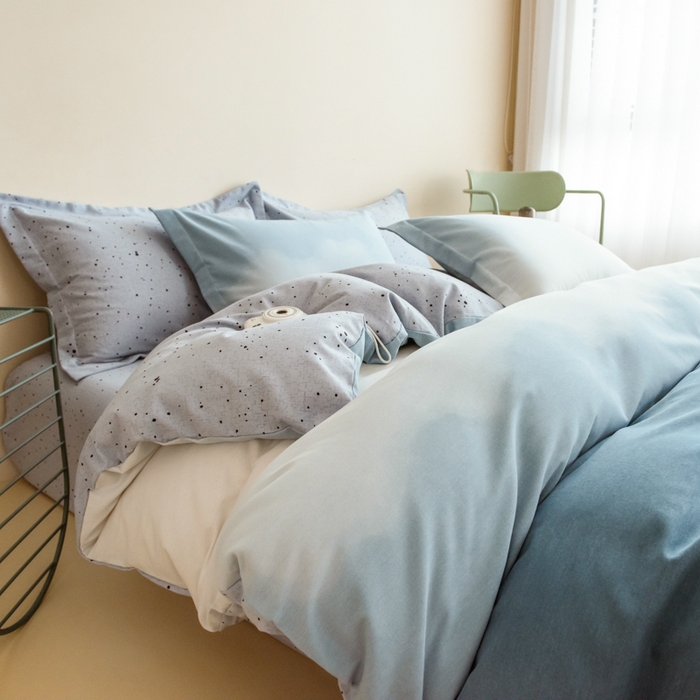 91家纺网 家纺一手货源 找家纺 （总）印季家纺 2025新款全棉纯棉加厚渐变混纺磨毛四件套-过江寒