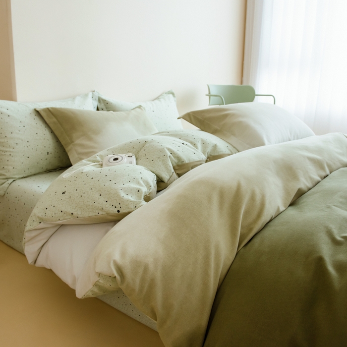 91家纺网 家纺一手货源 找家纺 （总）印季家纺 2025新款全棉纯棉加厚渐变混纺磨毛四件套-过江寒