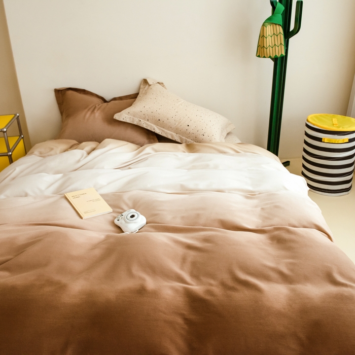 91家纺网 家纺一手货源 找家纺 印季家纺 2025新款全棉纯棉加厚渐变混纺磨毛四件套-过江寒 过江寒-棕