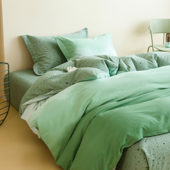 91家纺网 家纺一手货源 找家纺 印季家纺 2025新款全棉纯棉加厚渐变混纺磨毛四件套-过江寒 过江寒-绿