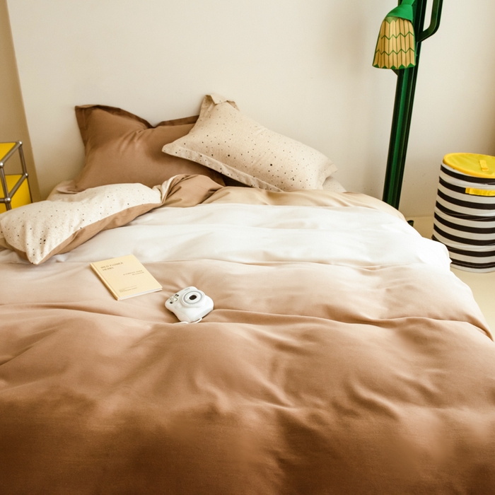 91家纺网 家纺一手货源 找家纺 印季家纺 2025新款全棉纯棉加厚渐变混纺磨毛四件套-过江寒 过江寒-棕