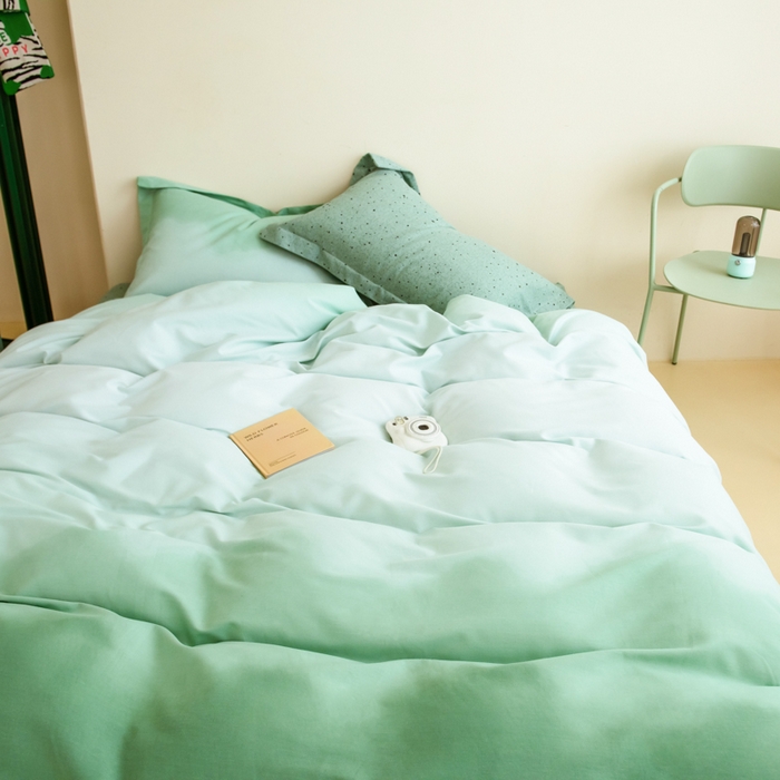 91家纺网 家纺一手货源 找家纺 印季家纺 2025新款全棉纯棉加厚渐变混纺磨毛四件套-过江寒 过江寒-绿