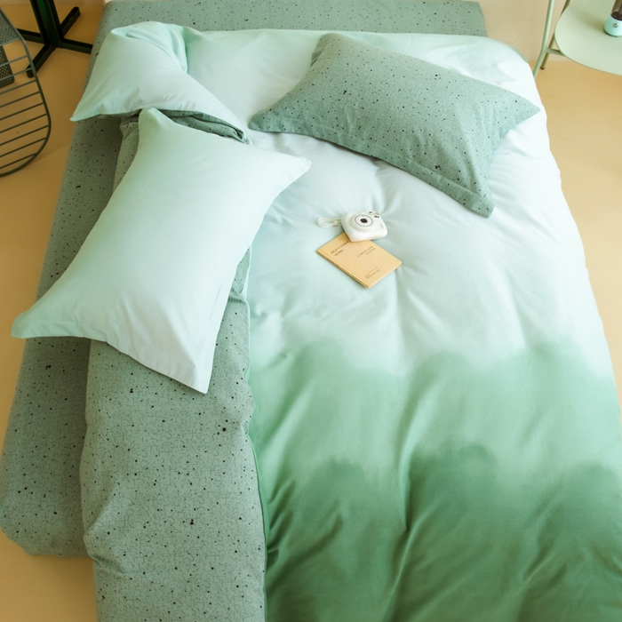 91家纺网 家纺一手货源 找家纺 印季家纺 2025新款全棉纯棉加厚渐变混纺磨毛四件套-过江寒 过江寒-绿